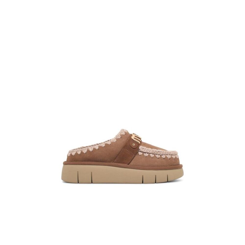 Mou 'Bounce Clog' Brown Suede Slippers Women